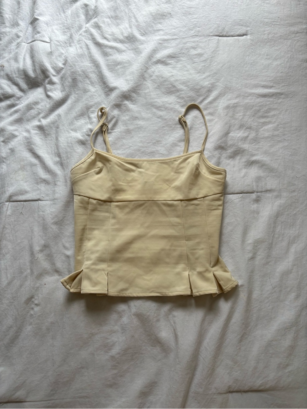 Urban Outfitters Pale Yellow Peplum Spaghetti Strap Tank